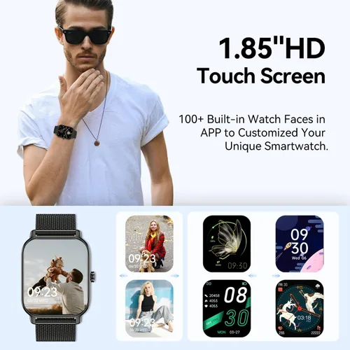 Vista 6 de Reloj inteligente para hombres y mujeres ICHPULG para fitness: para correr, responder, hacer llamadas, digital, relojes para hombres, impermeable