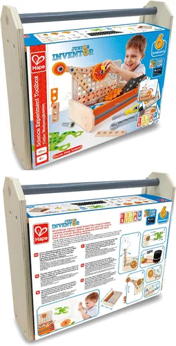 Vista 5 de Hape Caja de herramientas de experimentos científicos Kit colorido de 32 experimentos, divertido juego de juguetes educativos de ciencia