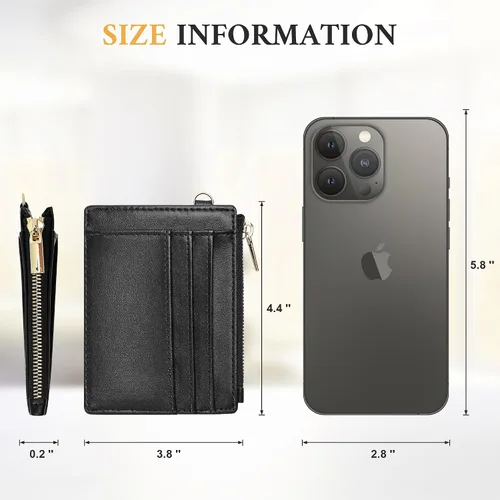 Vista 7 de Sodsay Estuche para tarjetas, cartera delgada con bolsillo frontal, para mujer, sujetatarjetas con llavero
