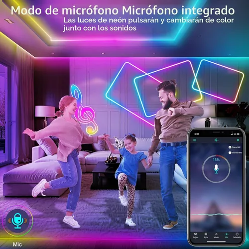 Vista 4 de FBZ Cuerda de luces LED de 32.8 pies, control de luces de neón flexible con aplicación/control remoto, múltiples modos, IP65 RGB para exteriores