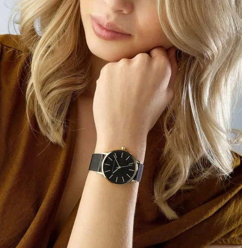 Vista 6 de Armani Exchange - Reloj de cuarzo de acero inoxidable con correa de piel para mujer