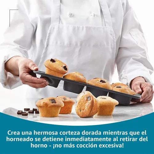 Vista 6 de Trudeau Structure - Molde de silicona para magdalenas, 12 tazas, silicona flexible con forro duro para mantener la forma, antiadherente, sin BPA