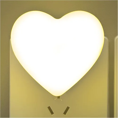 Vista 9 de Lindas luces nocturnas, luz nocturna en forma de corazón para guardería con sensores de luz, sensor automático de anochecer a amanecer, suave blanco