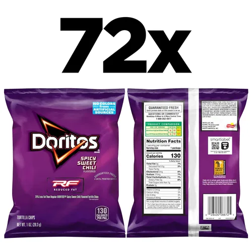 Vista 2 de Doritos Chips de tortilla saborizados, chile dulce picante reducido en grasa, 72