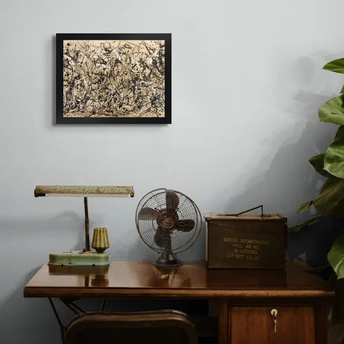 Vista 4 de Ritmo de otoño de cabaña perdida por Jackson Pollock Impresión en marco plano negro Reproducción de pintura de obras de arte fino Póster