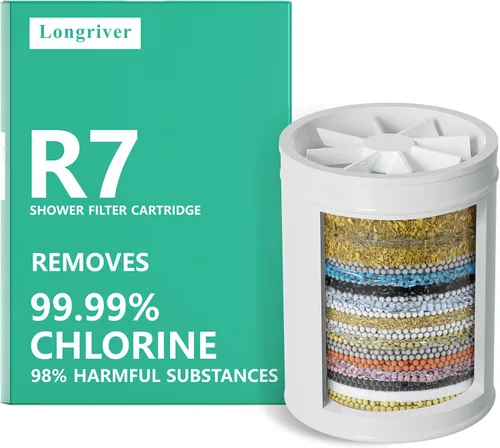Vista 15 de Filtro de ducha R7 de alta capacidad, filtro de agua de ducha para agua dura, elimina 99.99% del cloro, metales pesados, suavizante de agua