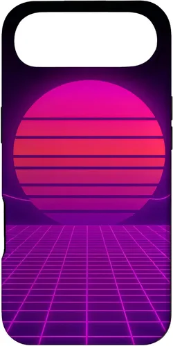Vista 27 de Funda con diseño estético para iPhone 16 Retrowave Synthwave de los años 80 y 90
