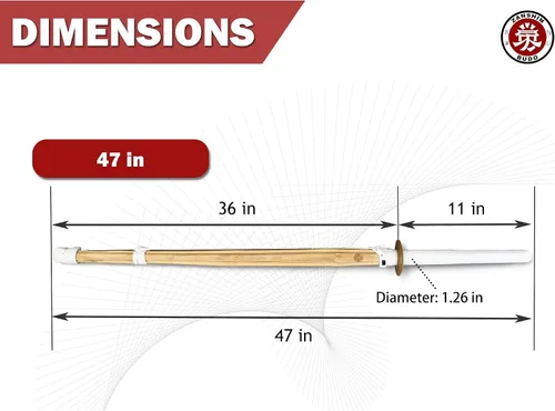 Vista 2 de Juego de 2 espadas de bambú de 47" - Tamaño 39 - Espadas de Cosplay Hechas a Mano con Textura Original Decorativa para Anime, Adecuadas