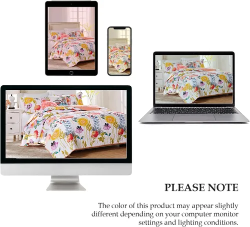 Vista 10 de Juego de cobija con diseño en acuarelas de Greenland Home Fashions, Algodón, Multicolor, gemelo