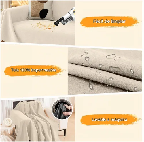 Vista 4 de Deep Dream Funda para Sillón Resistente a Arañazos de Gato, Funda Impermeable para Sofá para Perros, Protectores de Sofá Amigables con Mascotas Beige