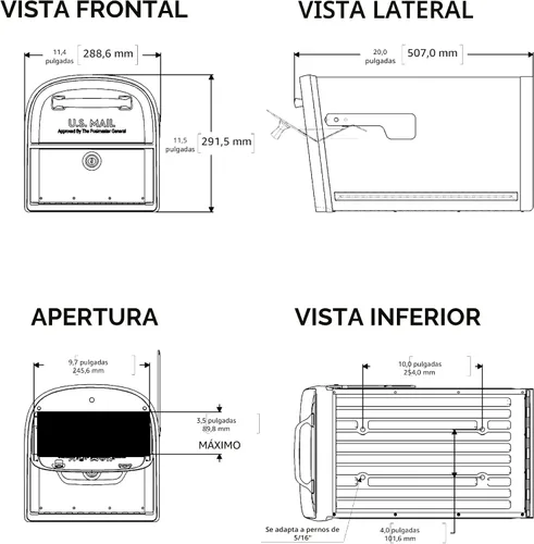 Vista 10 de Architectural Mailboxes 6300B-10 Oasis 360 Buzón de paquete con bloqueo, extragrande, negro, 6300B-10 Galvanized steel build with a secure steel