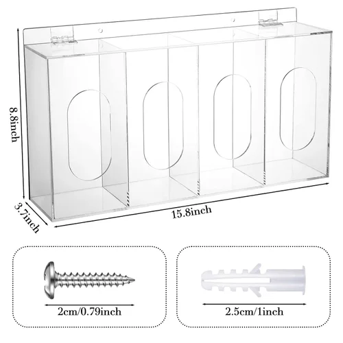 Vista 2 de Soaoo 1 unidad de cubierta de zapatos dispensador de guantes soporte montado en la pared acrílico transparente máscara facial caja organizadora caja