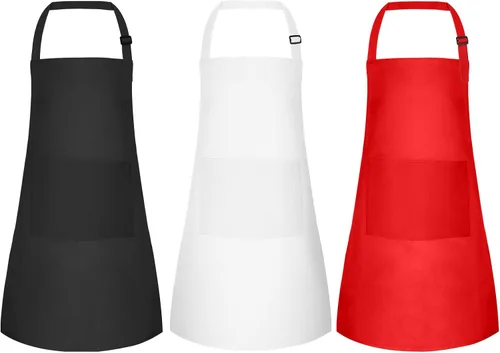Vista 13 de MEEZY Juego de 3 delantales para niños con bolsillos, delantal ajustable para pintar, delantal de arte para niños, delantales de chef para niños