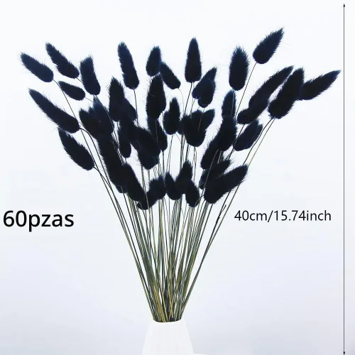 Vista 7 de 60 piezas Flores de Cola de Conejo Secas Hierba Negra de las Pampas Arreglo Floral Natural Seco Flores Secas para Halloween Navidad Decoración Boho
