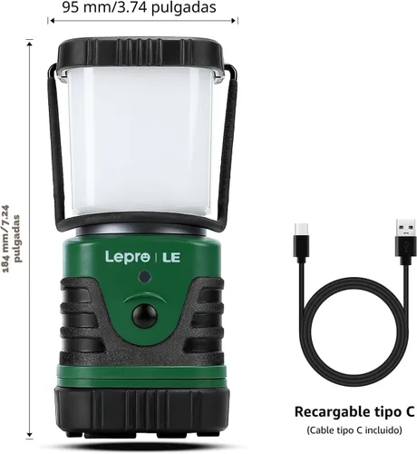 Vista 5 de Lighting EVER Linterna LED de Camping de 1000LM Recargable, Banco de Energía de 4400mAh, Esencial de Camping con 4 Modos de Luz, Linterna Lámpara