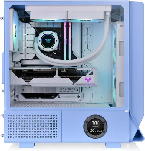 Vista 7 de Thermaltake Ceres 350 MX/Hydrangea Blue/Mid Tower/CT140 ARGB Fan*2/CT140 Fan*1/Panel frontal Mesh & TG/Conector oculto MB/CA-1Z3-00MFWN-00 Azul