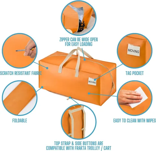 Vista 7 de VENO Paquete de 6 bolsas de mudanza resistentes con correas de mochila, cremalleras y asas, bolsas de embalaje extragrandes para artículos