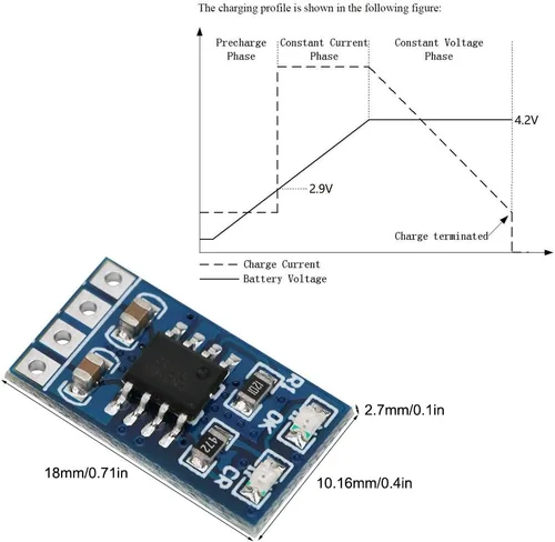 Vista 5 de 1A 4. 2V 3. 7VLiPo Li ion Cargador de batería de litio MPPT Módulo de controlador solar de batería de litio Módulo solar (sin clavija)