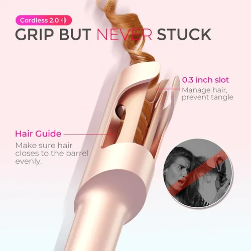 Vista 10 de Rizador Inalámbrico Automático TYMO - TYMO CurlGo de 1 Pulgada, Rizador Giratorio de Varilla para Ondas de Playa, Rizadores de Pelo Portátiles