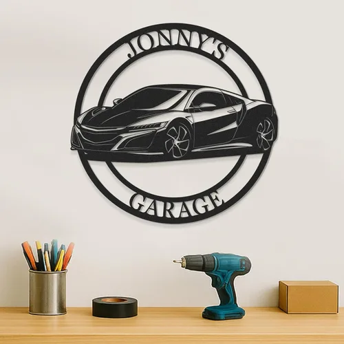 Vista 9 de Letreros de garaje personalizados para hombres, letrero de garaje para papá, letrero personalizado de metal para exteriores, decoración de cueva