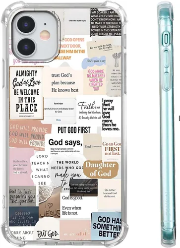 Vista 86 de Funda para Celular con Versículos de la Biblia, Colocación de Citas Cristianas de Jesús, Diseño Collage, Funda Protectora Suave de TPU de Moda