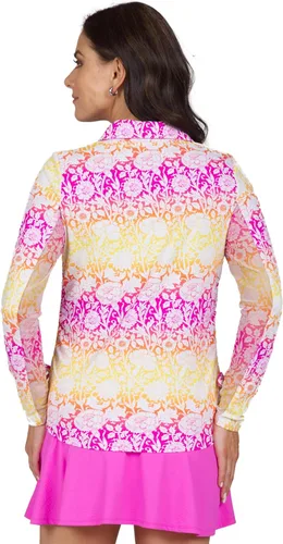 Vista 7 de IBKUL Athleisure Wear 48538 - Polo de manga larga con protección solar UPF 50+ Icefil Cooling Tech Jesse Print