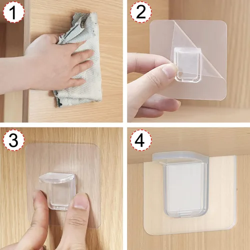 Vista 5 de AccEncyc 12 clavijas de soporte para estantes sin perforaciones, autoadhesivas, clips para estantes sin taladro, soportes para estantes
