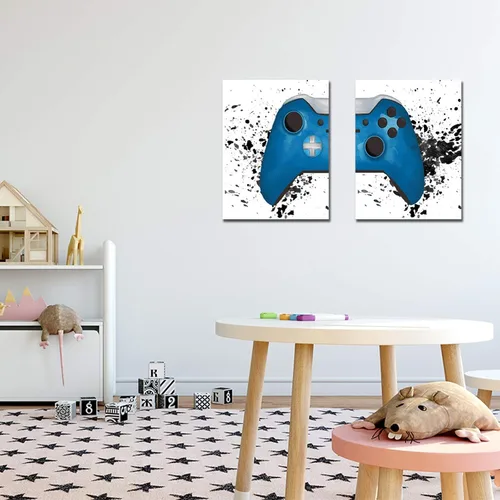 Vista 6 de Lienzo para videojuegos, arte de pared para sala de juegos, impresión de consola de juegos, cuadros de videojuegos, cuadros de pared, pintura