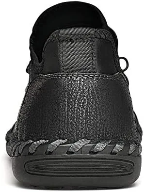 Vista 3 de LZDZN Zapatos casuales para hombre para hombre, mocasines de cuero, vestido para conducir, negro, marrón, amarillo, blanco, tamaño grande, ancho