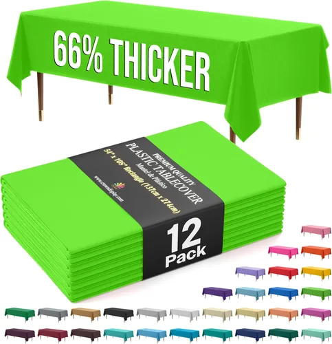 Vista 73 de Exquisite 66% Thicker Premium Plastic Table Cloth Rectangle Table Cover 0.5 Mil 6 Pack Aqua Table Cloth 54 Inch x 108 Inch Disposable Tablecloth