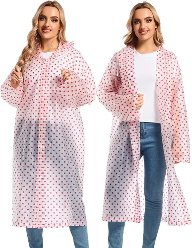 Vista 8 de 2 abrigos de lluvia de Borogo para adultos, chaquetas de lluvia reutilizables para hombres y mujeres