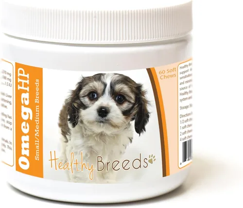 Vista 204 de Healthy Breeds Affenpinscher Omega HP - Masticables suaves para piel y pelaje, 60