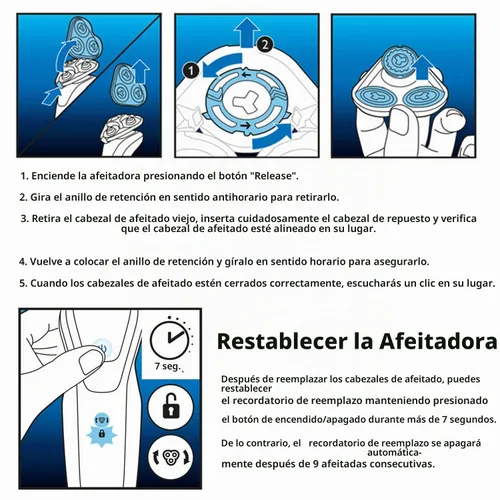Vista 5 de Durimi Conjunto de cabezal completo de repuesto para afeitadoras Philips Norelco Series 5000