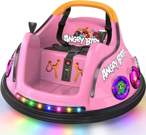 Vista 10 de ANPABO Coches chocones de 12V para niños pequeños con giros de 360°, control remoto, luces arcoíris y Bluetooth, 3 velocidades, coche chocón