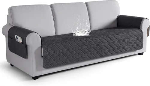 Vista 10 de VANSOFY Funda para Sofá, Fundas de Sofá Impermeables Lavables Forro Protector de Muebles Fundas de Asiento de Sofá Antideslizantes para Perros, Negro