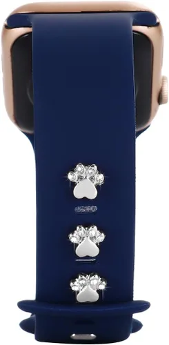 Vista 18 de 3 piezas de clavos decorativos de metal brillante compatibles con Apple Watch Band 45/44/42/41/40/38mm bandas de silicona para mujeres iWatch Series