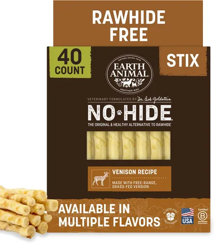 Vista 27 de Earth Animal No Hide Stix - Palitos masticables sin cuero de larga duración para perros pequeños, sabor a carne de res - Paquete de valor de 20