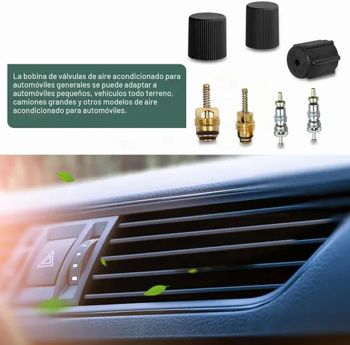 Vista 6 de Kit de 7 unidades de núcleo de válvula de aire acondicionado para automóvil, núcleos de vástago de válvula de refrigeración de A/C, tapas de puerto