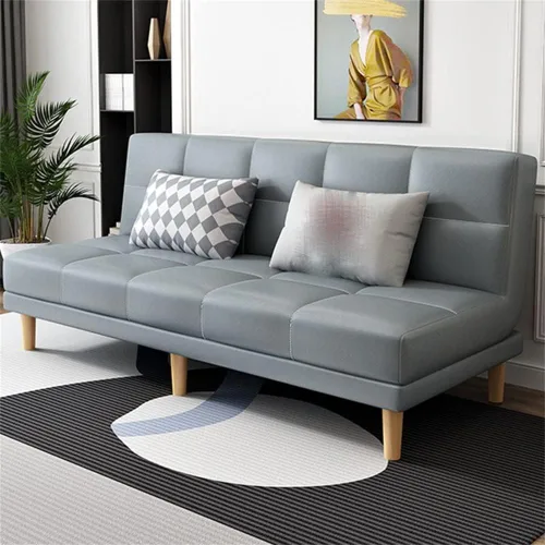 Vista 9 de LAKIQ Sofá futón de piel sintética, sala de estar, dormitorio, sofá cama convertible, sofá cama de espuma viscoelástica, sofá cama para habitaciones