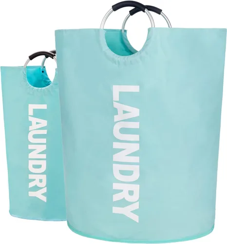 Vista 10 de Twira Cesta de lavandería grande de 90 litros, cesta de lavandería que se mantiene bien, bolsa de lavandería con asas acolchadas, contenedor de ropa
