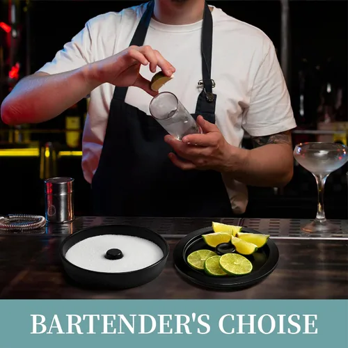 Vista 4 de Margarita - Juego de 2 rimmer de sal con tapas (hecho de cerámica), accesorios de bar para el hogar, kit de barman de regalo Margarita, sal y azúcar