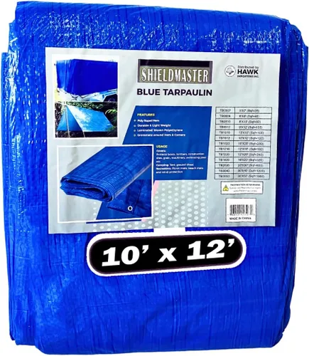 Vista 17 de SHIELDMASTER Cubierta de lona de polietileno azul de 5 x 7 pies 5 mil de grosor Lona 100% impermeable, resistente a los rayos UV, a prueba