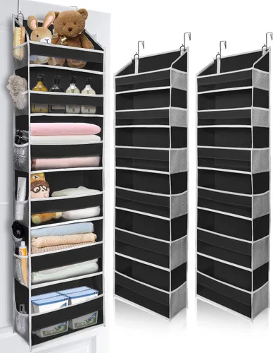 Vista 22 de ULG Organizador para colgar sobre la puerta, 5 niveles extra grande con 10 bolsillos de malla, capacidad de 100 libras, organizador de puerta Beige