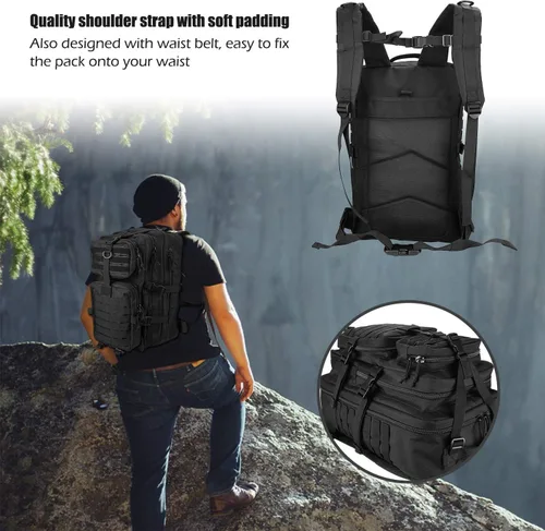 Vista 5 de ProCase Mochila táctica de 42 litros, mochila grande para 3 días al aire libre, militar, paquete de asalto, mochila para ir al aire libre