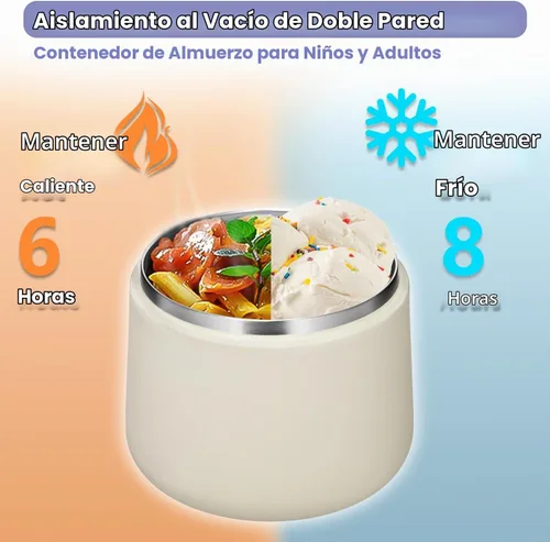 Vista 4 de Tarro aislado al vacío de 14 onzas con tapa de hebilla, termo de sopa para niños de comida caliente, boca ancha, a prueba de fugas, de acero