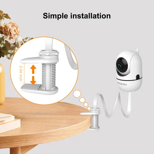 Vista 3 de HelloBaby Monitor de bebé sin WiFi con clip para cuna, pantalla IPS de 5 pulgadas y batería de 30 horas, monitor de bebé con cámara y audio, montaje