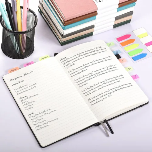 Vista 6 de 6 paquetes de cuadernos de diario para el trabajo con 6 bolígrafos, cuaderno de tapa dura A5, cuadernos de negocios al por mayor, cuaderno rayado