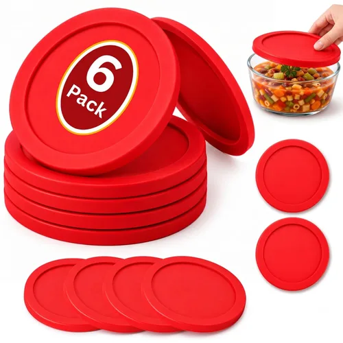 Vista 13 de Wood Grip - Tapas de repuesto compatibles con recipientes de vidrio Pyrex - Tapas duraderas a prueba de fugas - Se adapta a cuencos redondos