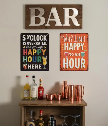 Vista 3 de Divertido letrero de barra de metal, decoración de pared humorística para bar en casa, accesorios de cueva de hombre y sótano, patio, bar al aire