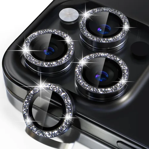 Vista 16 de Misea Compatible con iPhone 16 Pro/iPhone 16 Pro Max, protector de lente de cámara de vidrio templado Ultra-HD, protector de pantalla de anillo Negro